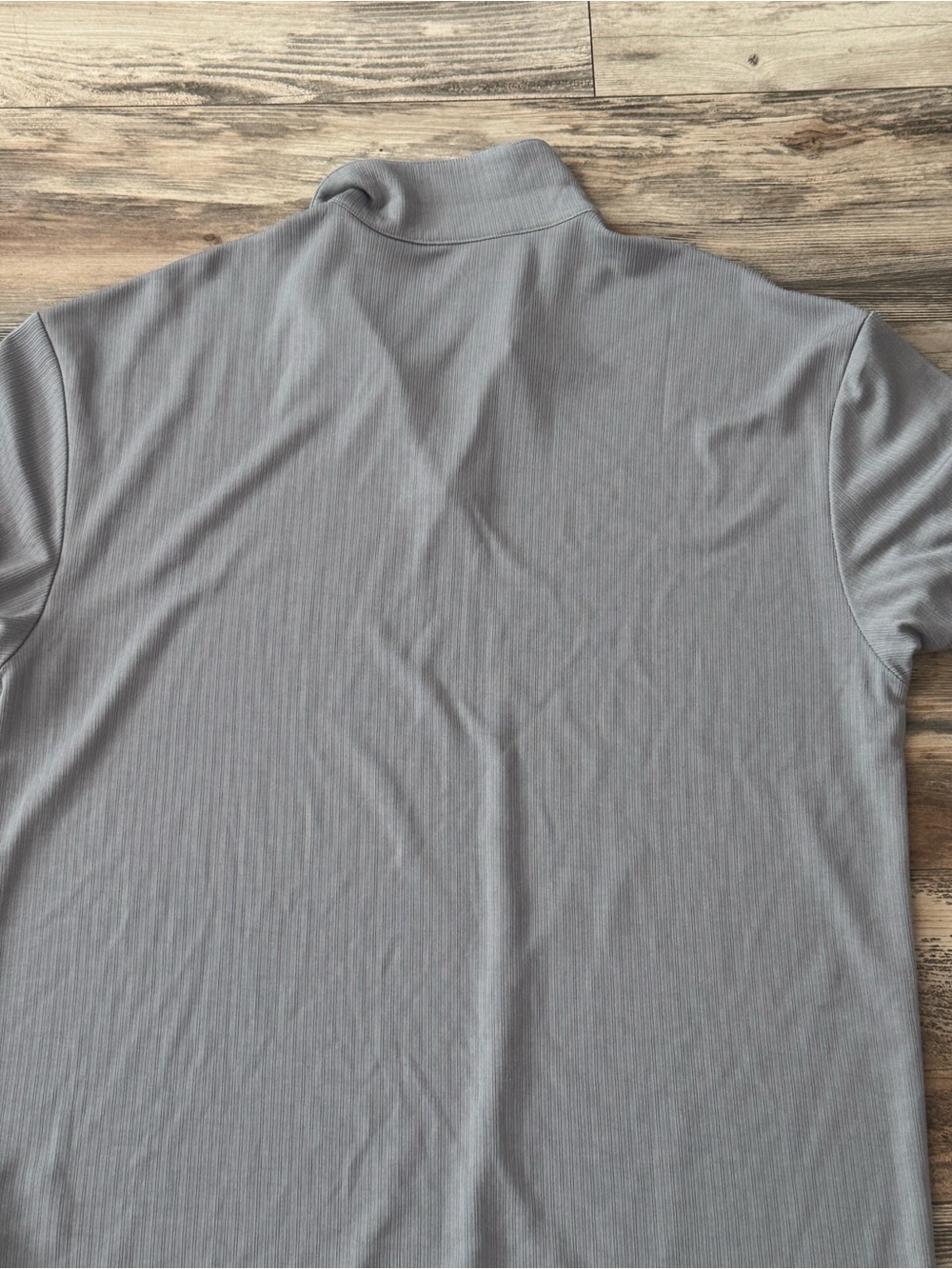 BYLT Ribbed Short Sleeve Open V Polo Gray XL - Picture 6 of 12